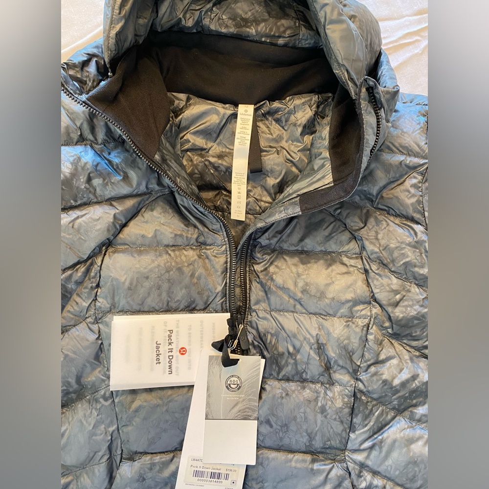 Lululemon Pack It Down Jacket  Diamond Dye Melanite Black size 12 NWT - Picture 9 of 13